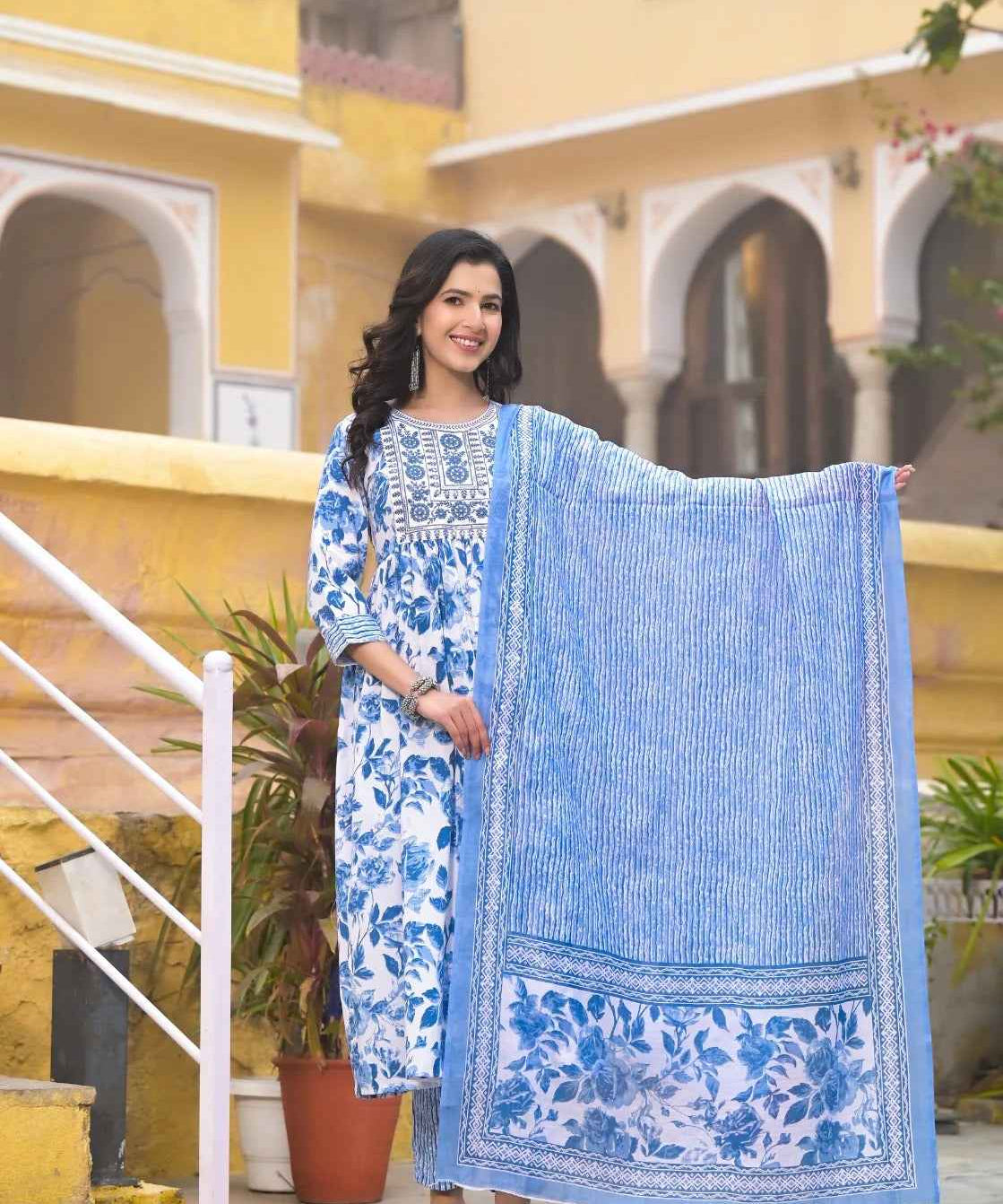 Dewdrop Blue Pure Viscose Kurta Set