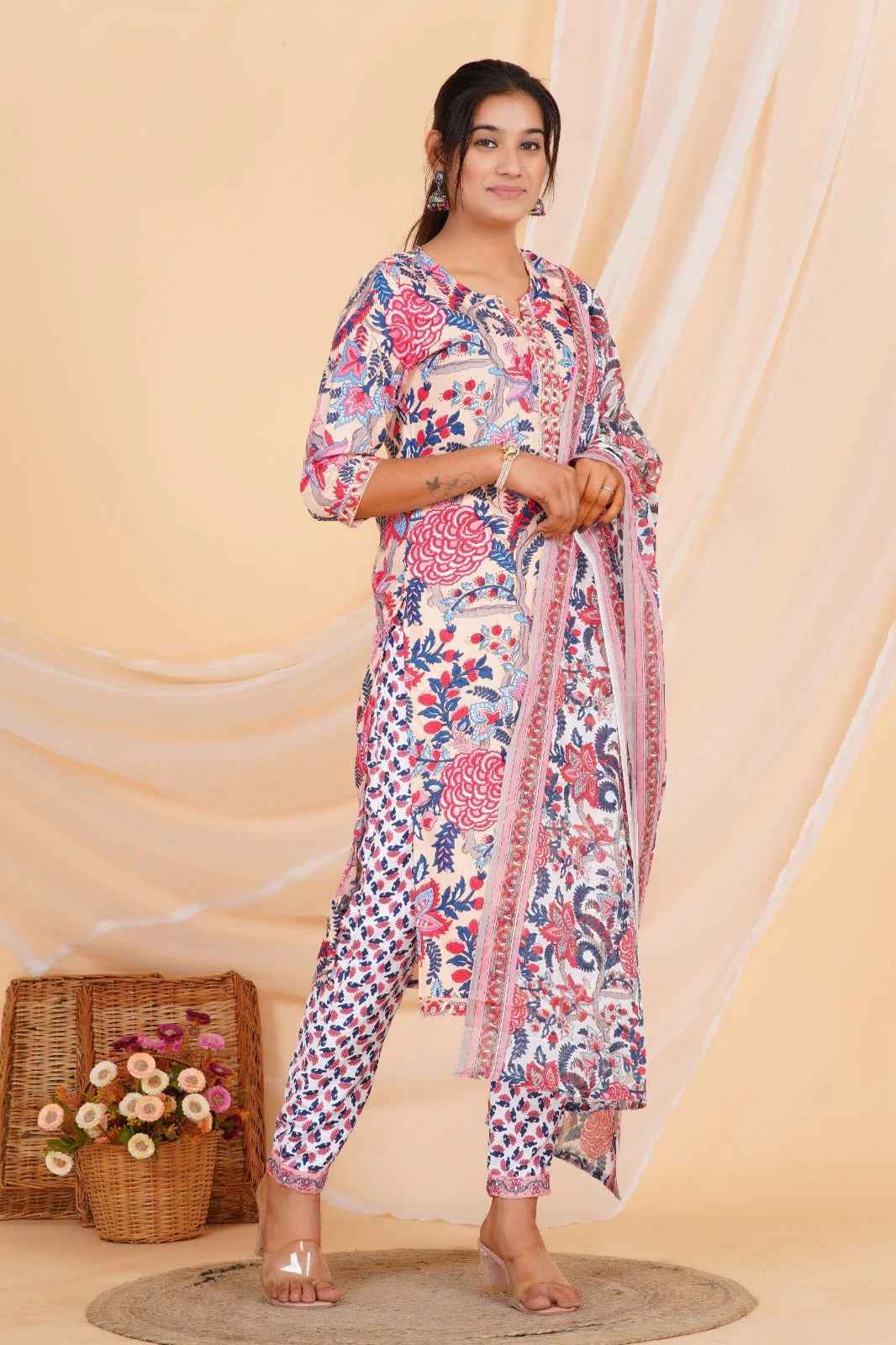 Blush Bloom Viscose Rayon Suit Set