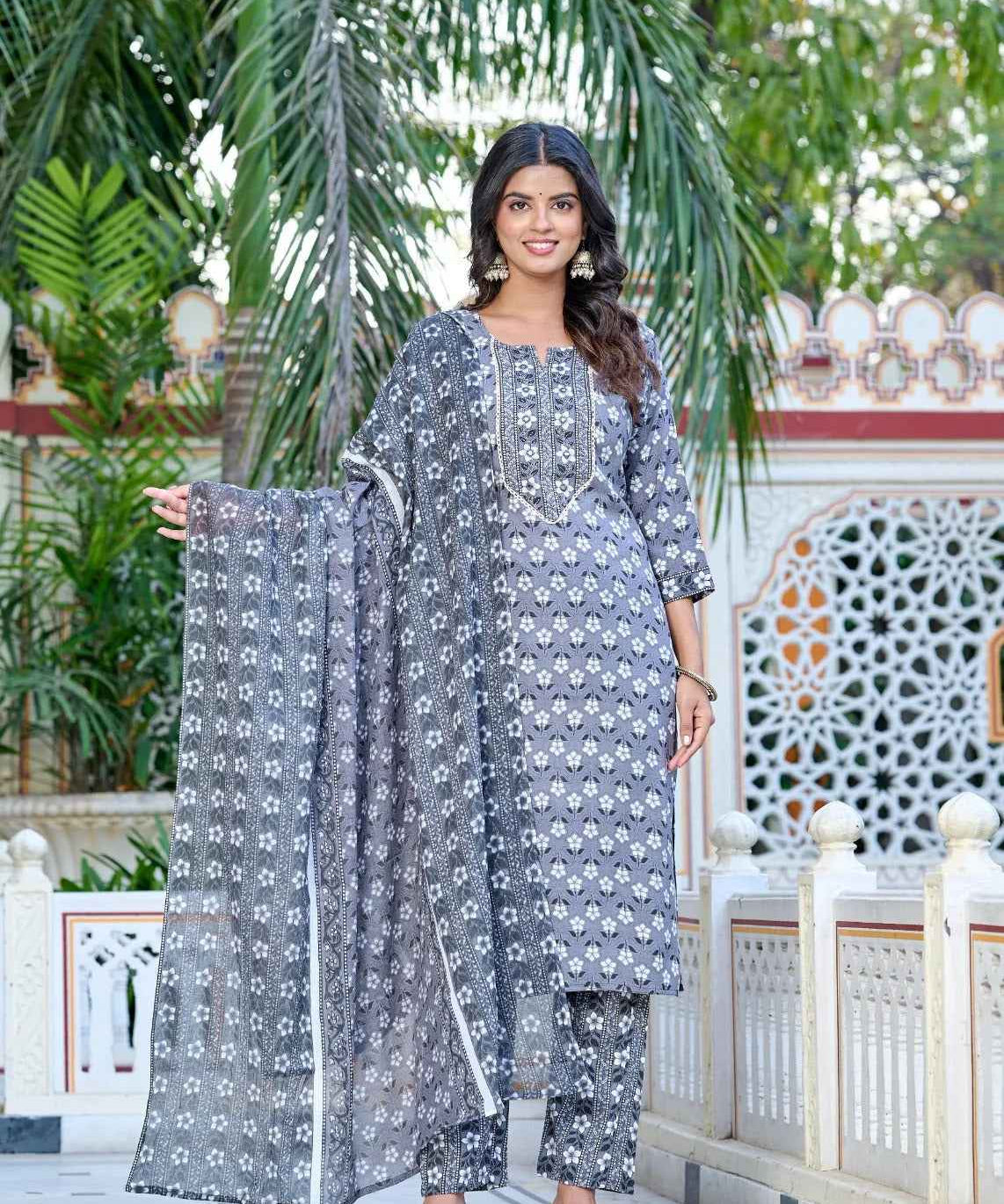 Gray Minimal Muse Rayon Straight Suit