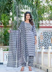 Gray Minimal Muse Rayon Straight Suit