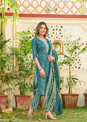Green Ruhani Cotton Straight Suit