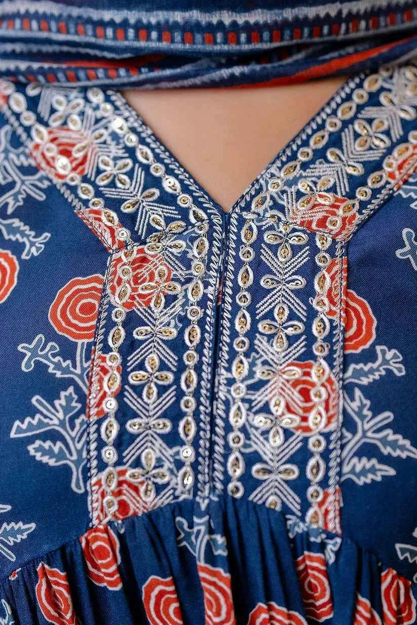 Azure Petal Pure Viscose Anarkali Suit