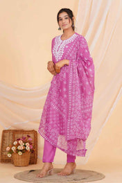 Pink Petal Charm Viscose Rayon Suit Set