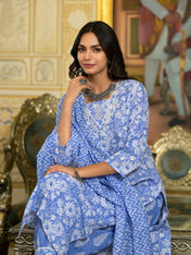 Skyline Indigo Pure Viscose Suit Set
