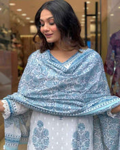 Icy Blue Bloom Viscose Rayon Suit Set