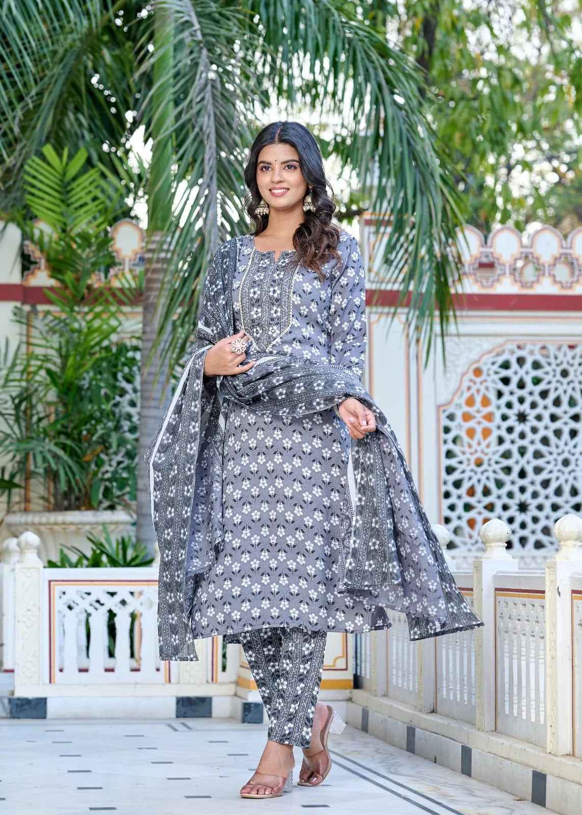 Gray Minimal Muse Rayon Straight Suit