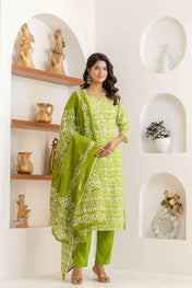 Lime Lattice Viscose Rayon Suit Set