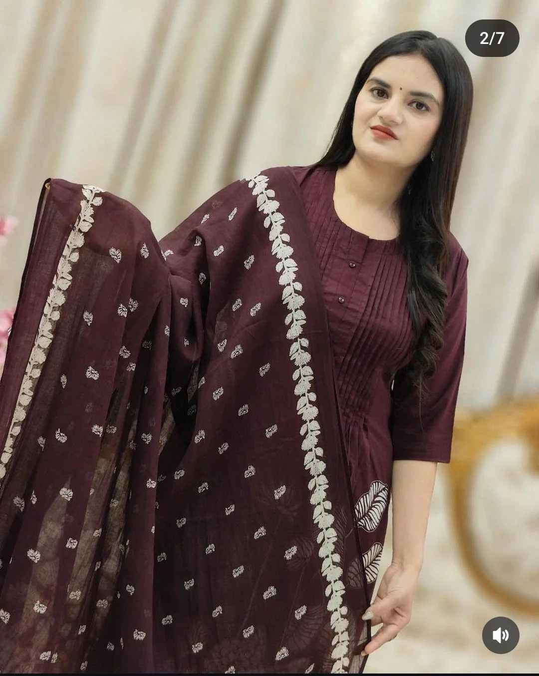 Plum Petals Cotton Suit Set