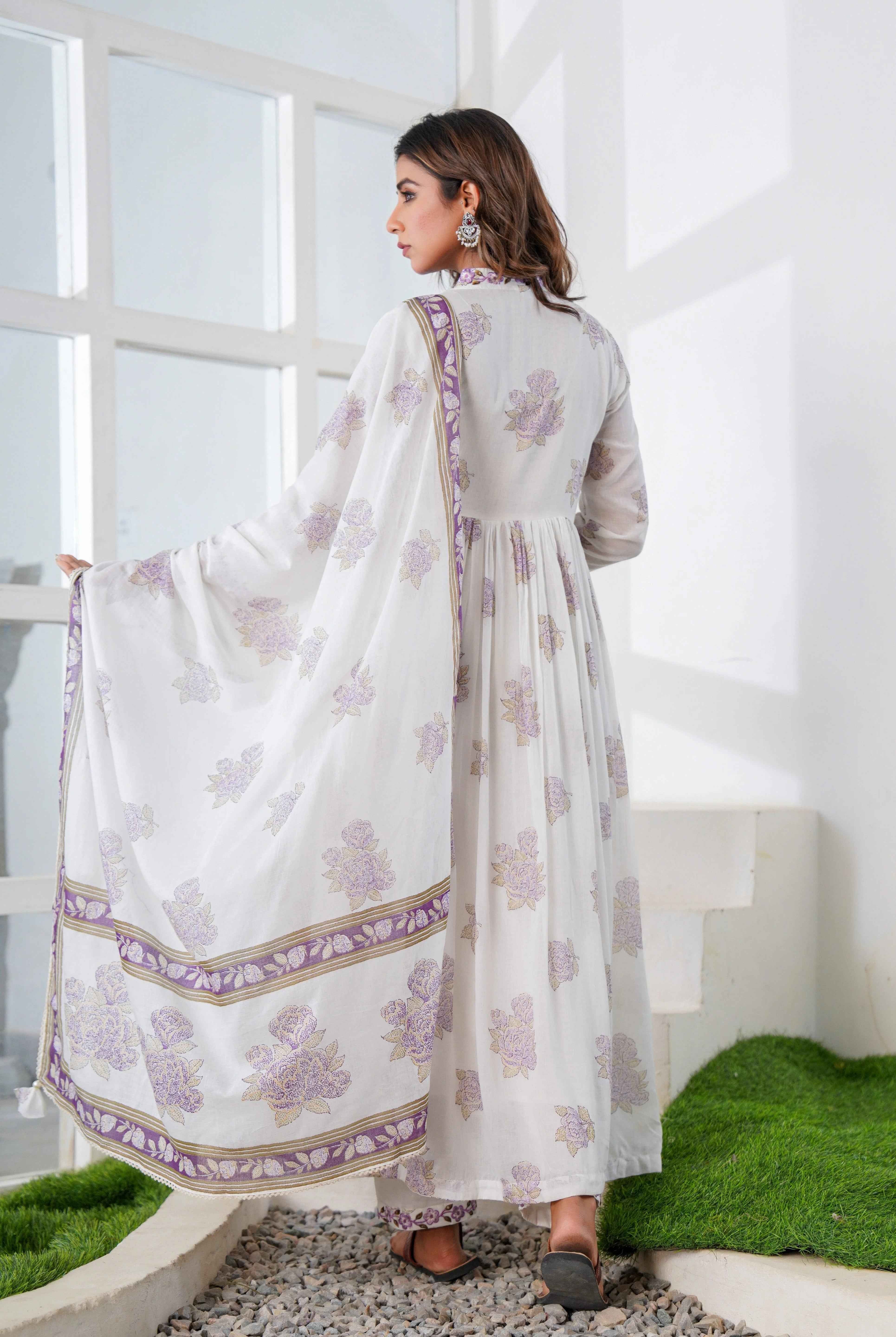 Ira Lavender Dreams Mul Cotton Anarkali Suit