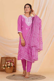 Pink Petal Charm Viscose Rayon Suit Set