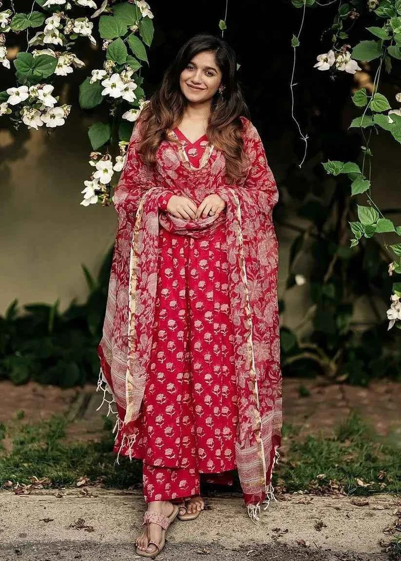 Gulnaar Rouge Anarkali Set