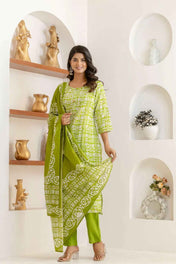 Lime Lattice Viscose Rayon Suit Set
