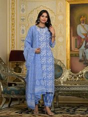 Skyline Indigo Pure Viscose Suit Set