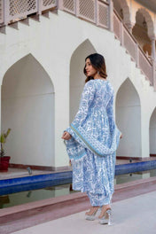 White &amp; Blue Delight Pure Viscose Suit