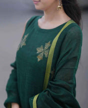 Green Linen Full Kurta Set