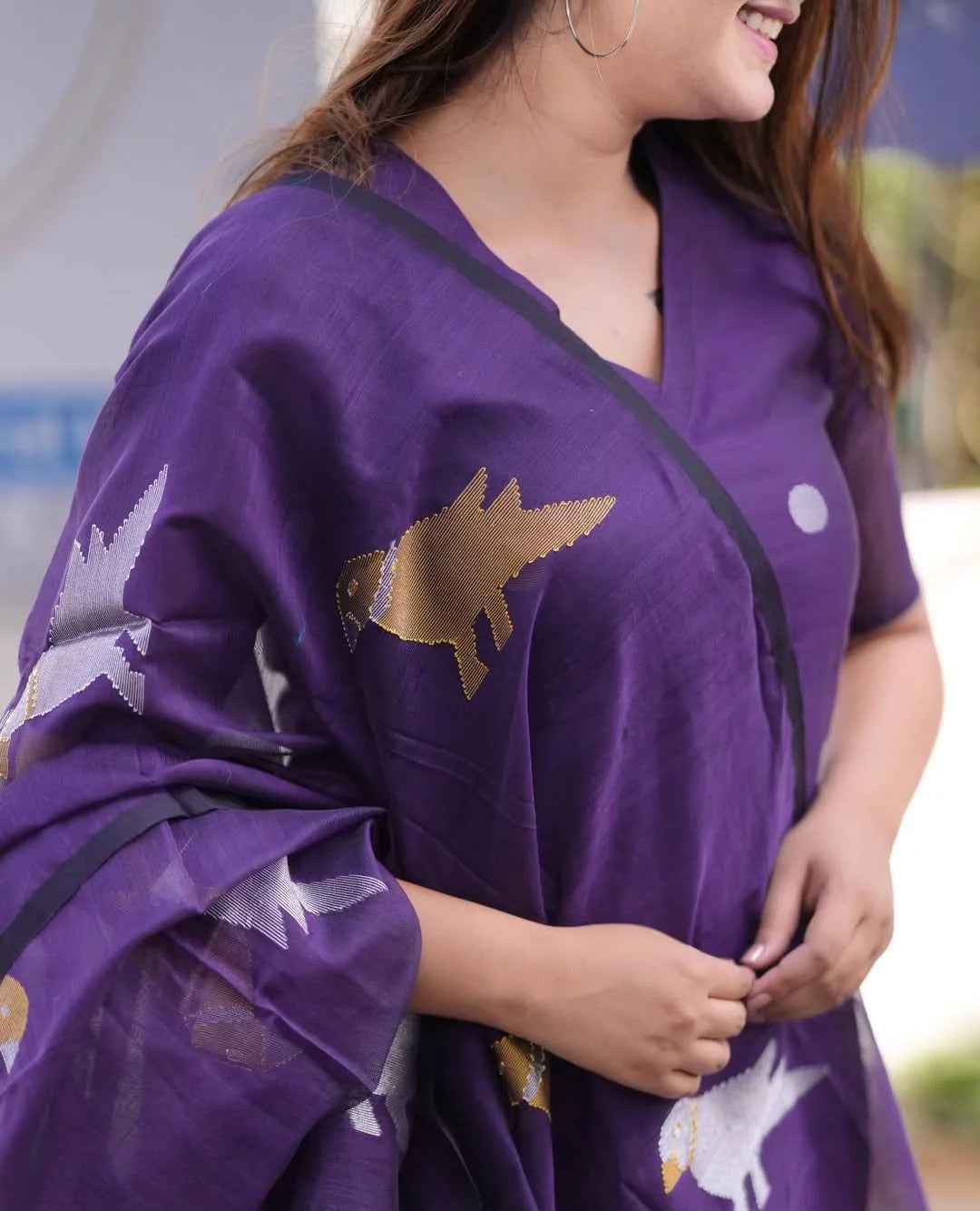 Indigo Handwoven Muslin Silk Set