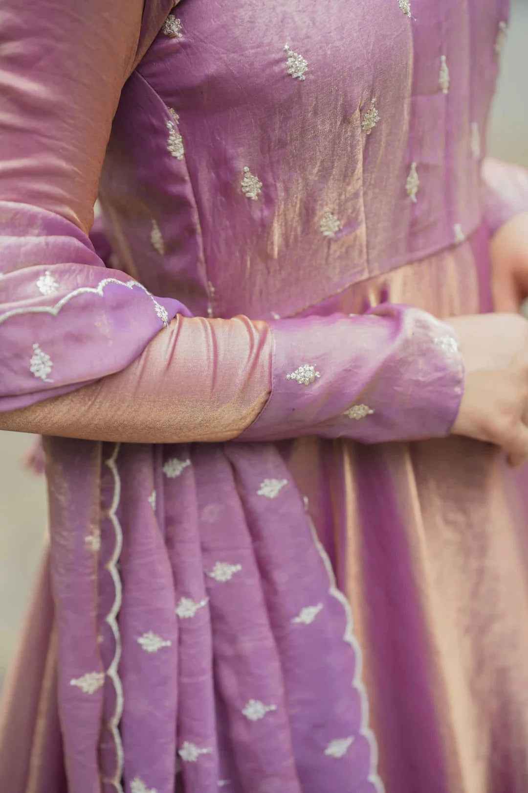 Lavender Space Silk Anarkali