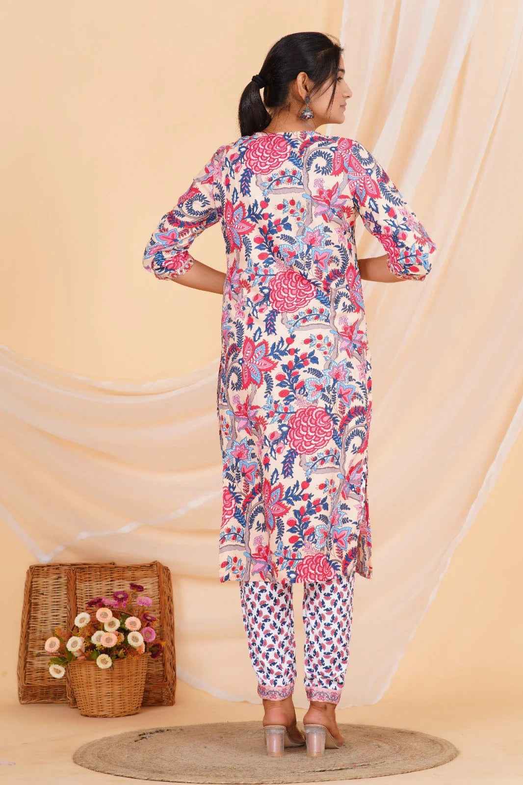 Blush Bloom Viscose Rayon Suit Set