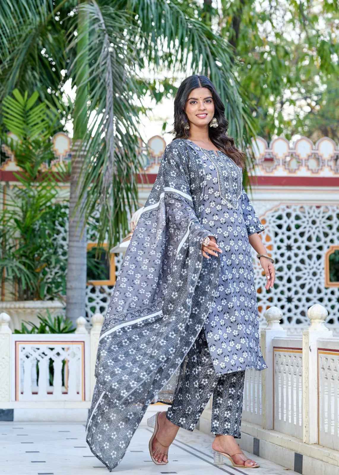 Gray Minimal Muse Rayon Straight Suit