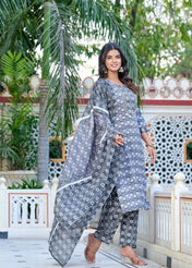 Gray Minimal Muse Rayon Straight Suit