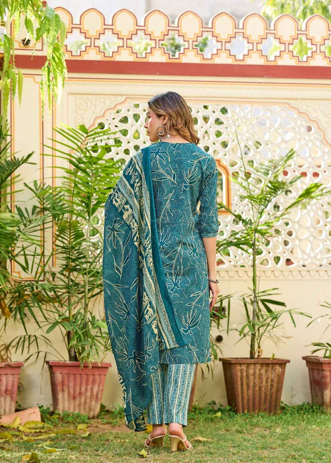 Green Ruhani Cotton Straight Suit