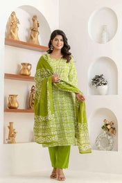 Lime Lattice Viscose Rayon Suit Set