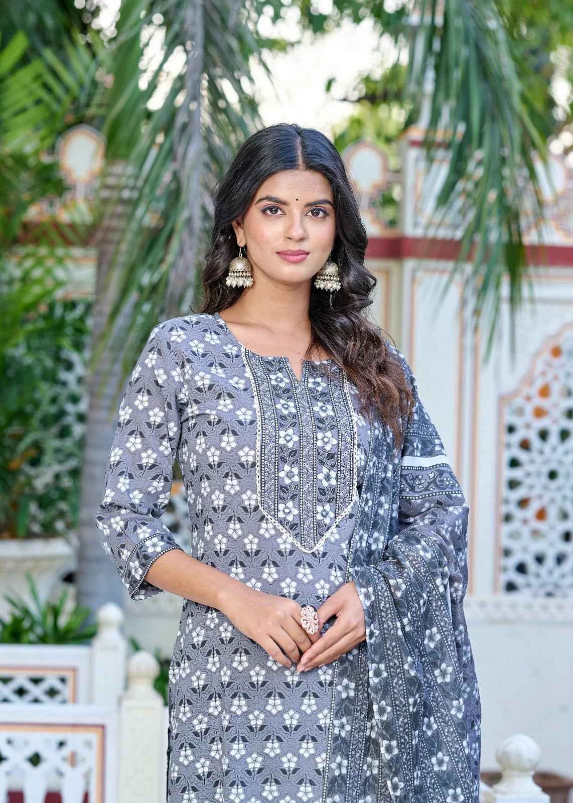 Gray Minimal Muse Rayon Straight Suit