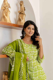 Lime Lattice Viscose Rayon Suit Set