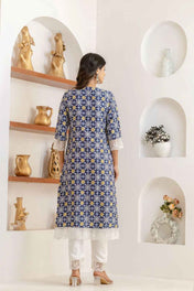 Indigo Mosaic Viscose Rayon Suit Set