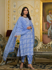 Skyline Indigo Pure Viscose Suit Set