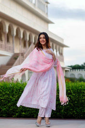 Blush Stripes Pure Viscose Suit Set