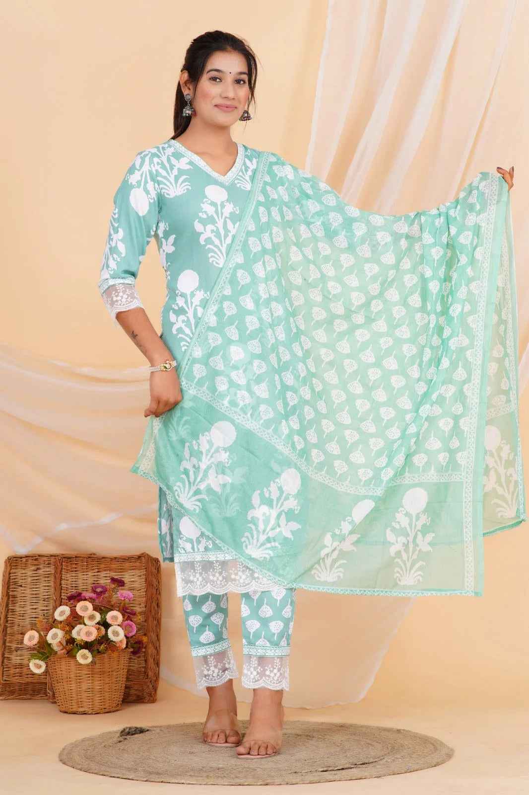 Mint Blossom Rayon Set