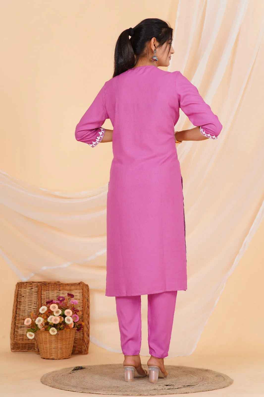 Pink Petal Charm Viscose Rayon Suit Set