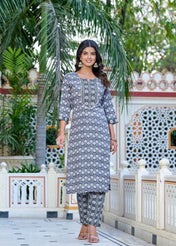 Gray Minimal Muse Rayon Straight Suit