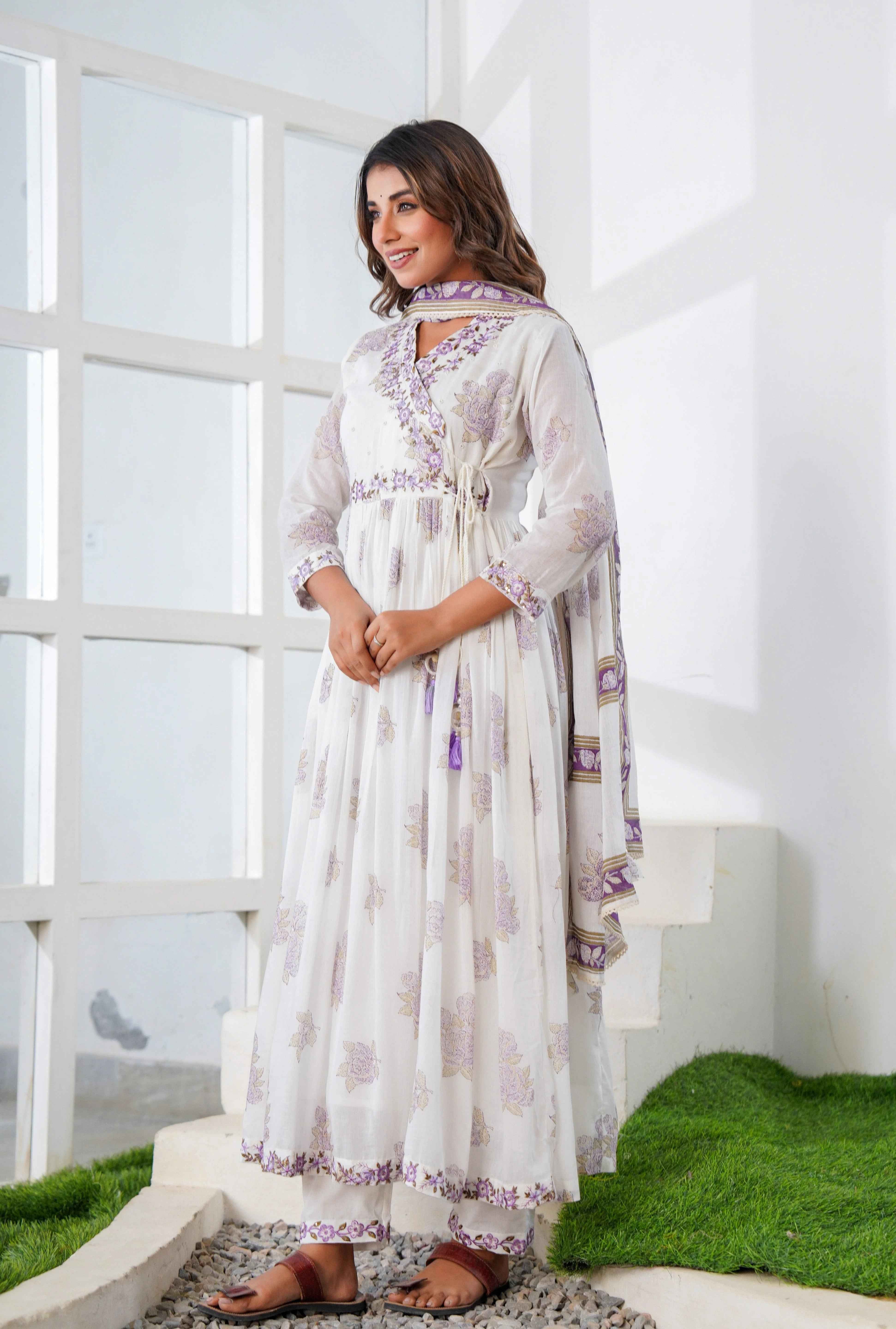 Ira Lavender Dreams Mul Cotton Anarkali Suit