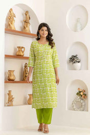 Lime Lattice Viscose Rayon Suit Set