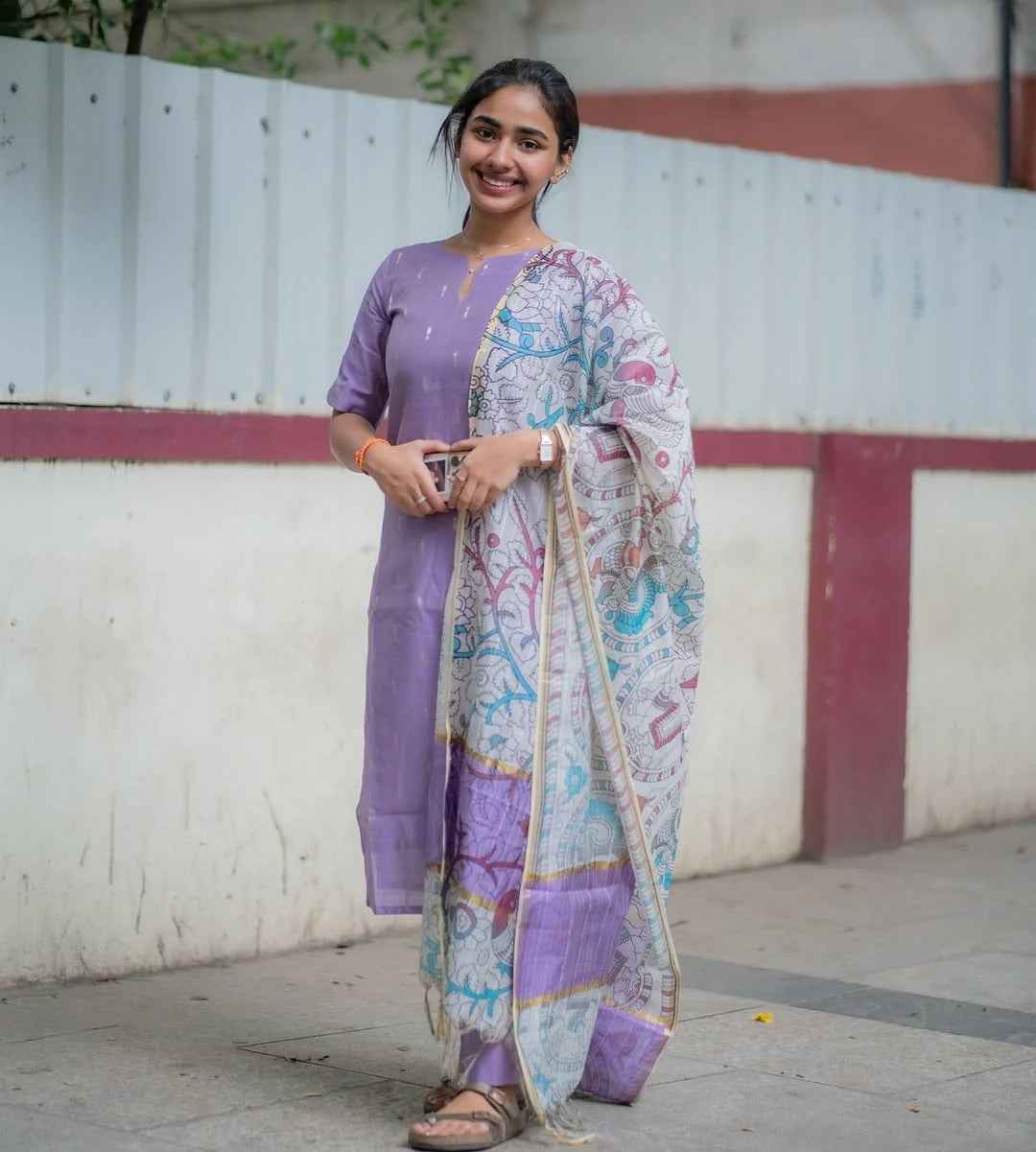 Raw Silk Co Ords With Kalamkari Dupatta