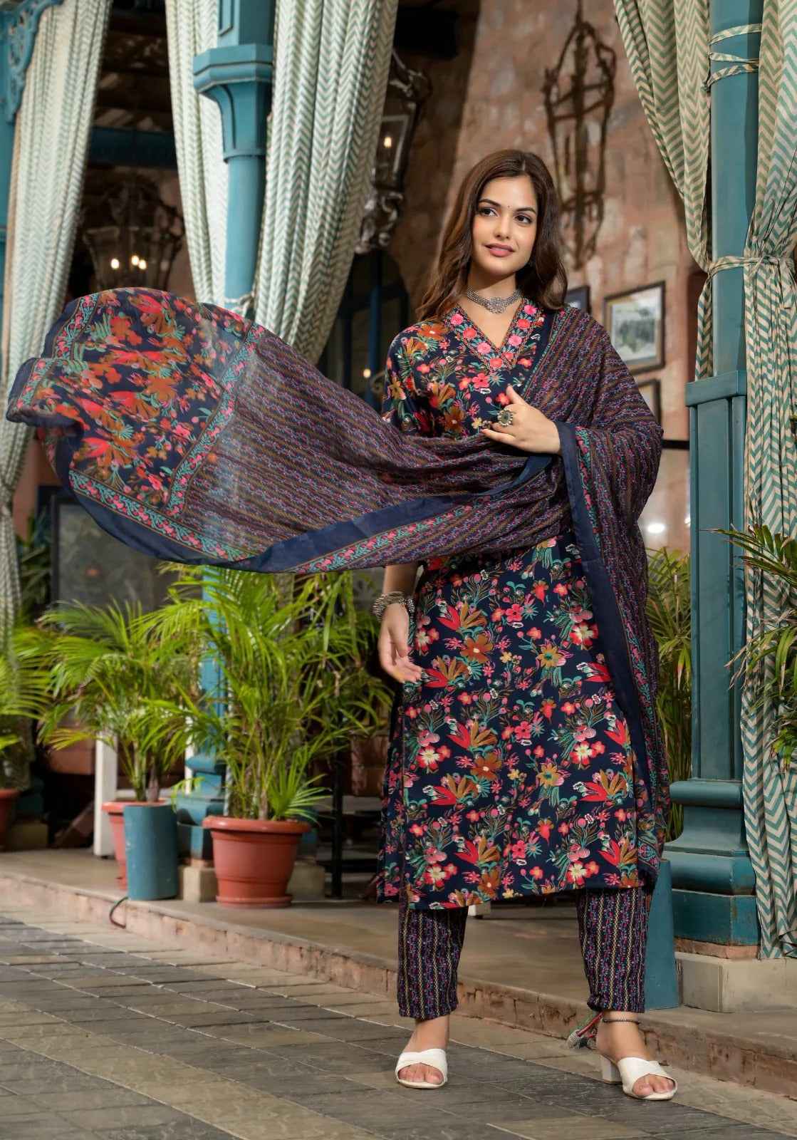 Gulmohar Dusk Pure Viscose Suit Set
