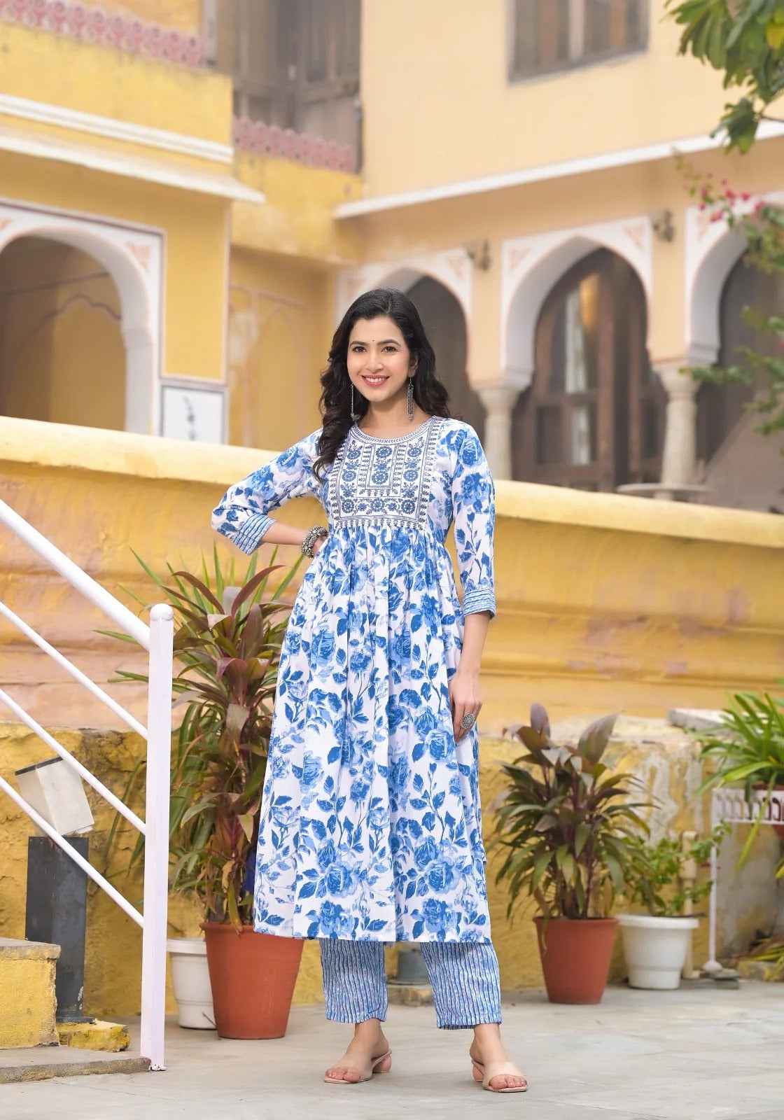 Dewdrop Blue Pure Viscose Kurta Set