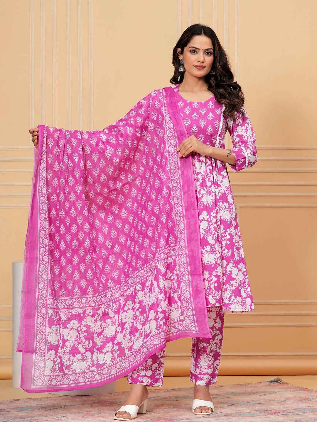 Pure Cotton Kurta, Pant & Dupatta Set