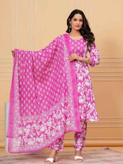 Pure Cotton Kurta, Pant & Dupatta Set