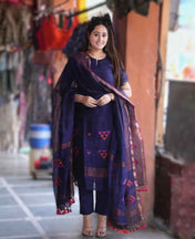 Handwoven Royal Blue Kurta Set