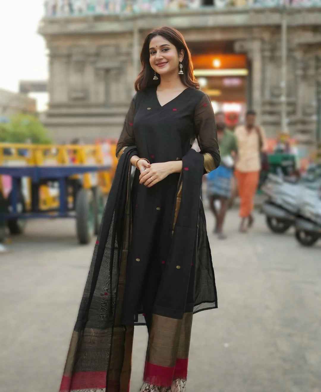 Maheshwari Silk Black Kurta Set
