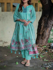 K-45 JAMDHANI COTTON WITH EMBROIDERY SALWAR SUIT