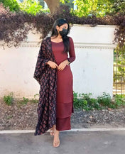 Wine Kurta Set