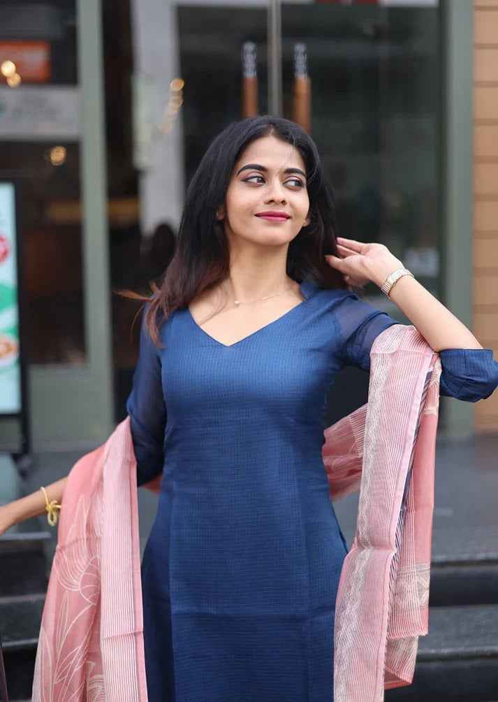 Indigo Wave Top & Dupatta Set