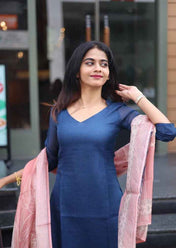 Indigo Wave Top & Dupatta Set