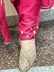 Handwork red embroidered kurti set