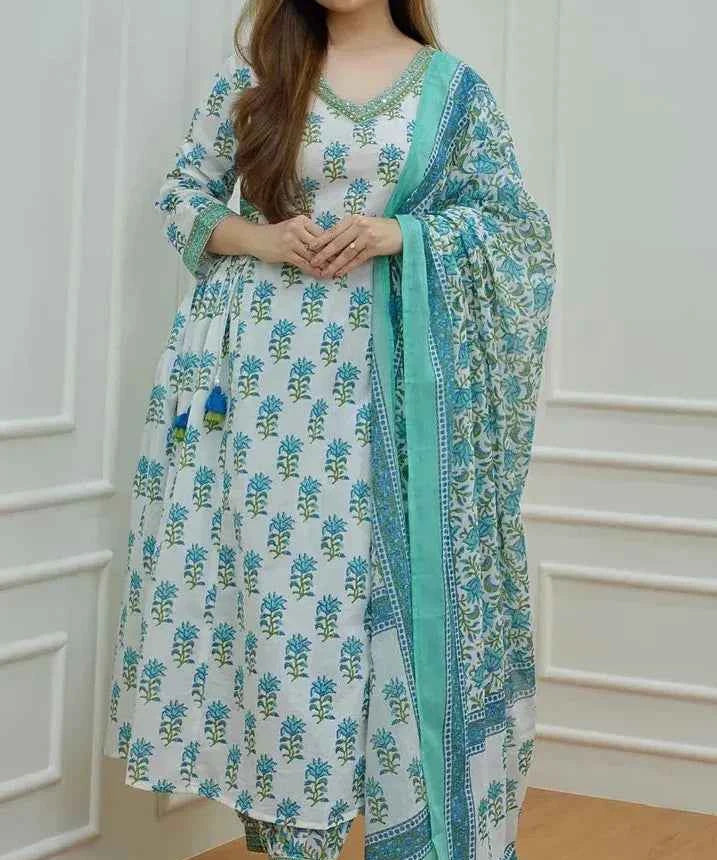 Mint Bloom Viscose Delight Suit