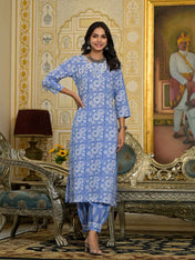 Skyline Indigo Pure Viscose Suit Set